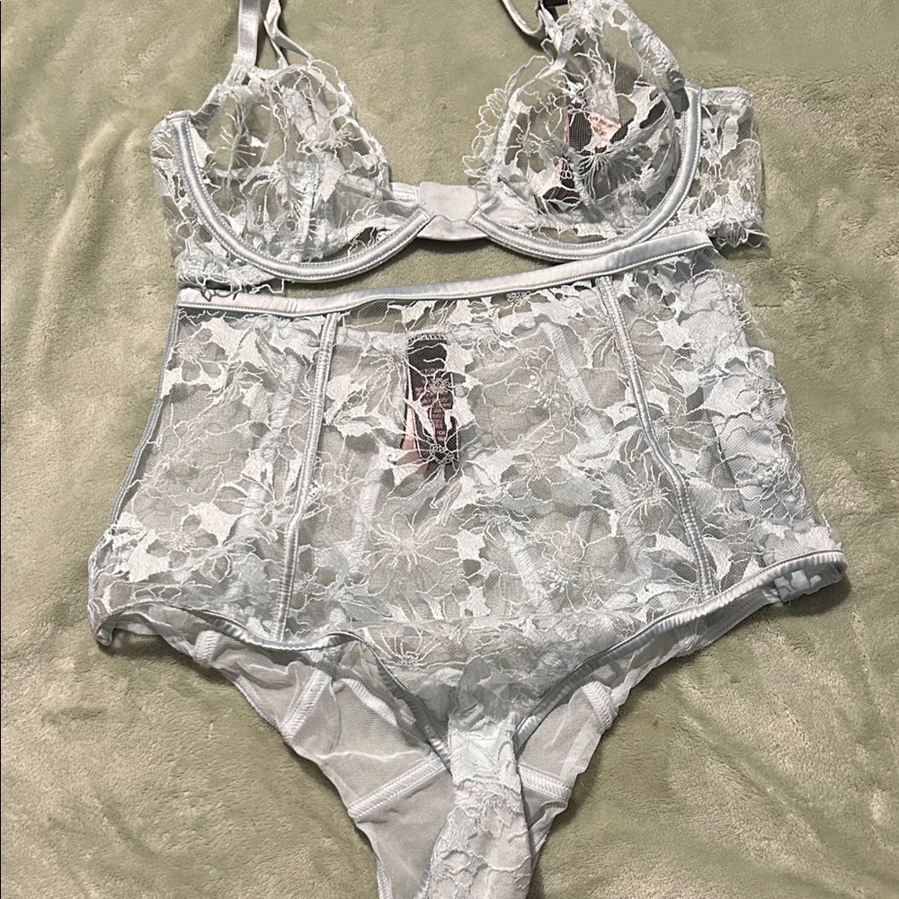 Lace Lingerie Set in Light Blue